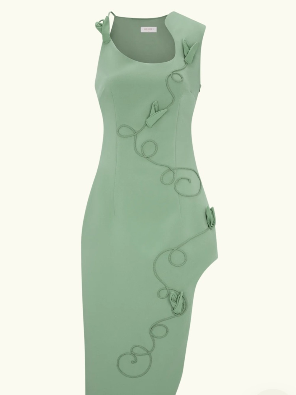 Sage Green Sculpted Midi Dress - Picture 3 of 3
